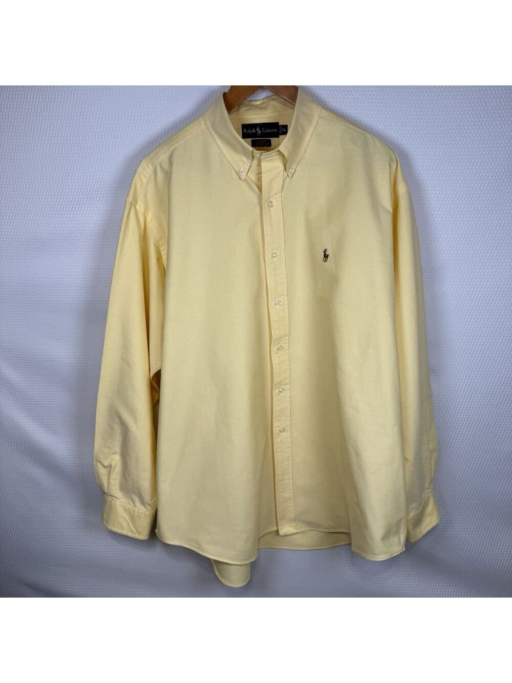 Ralph Lauren Mens XL Blake Button Down Oxford Shirt Yellow Long Sleeve Pony - Picture 13 of 15